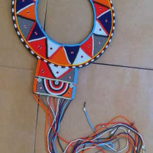 Handmade Maasai bridal beaded neckpiece with intricate traditional patterns