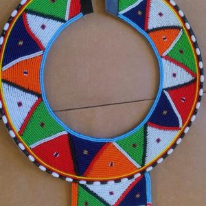 Handmade Maasai bridal beaded neckpiece with intricate traditional patterns