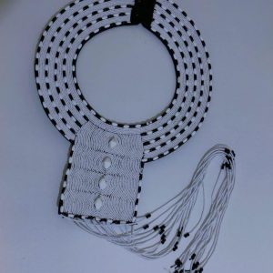 Handmade Maasai bridal beaded neckpiece with intricate traditional patterns