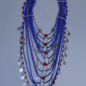 Handmade Maasai beaded neckpiece with colorful traditional African patterns