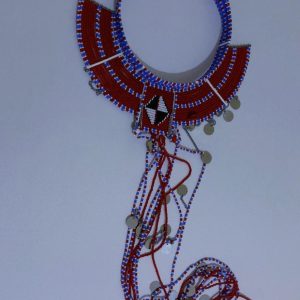 Handmade Maasai beaded neckpiece with colorful traditional African patterns