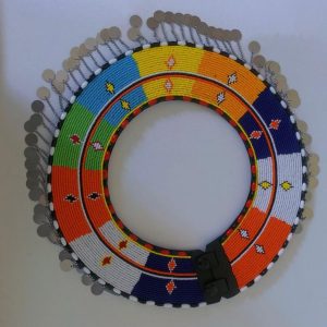 Handmade Maasai bridal beaded neckpiece with intricate traditional patterns
