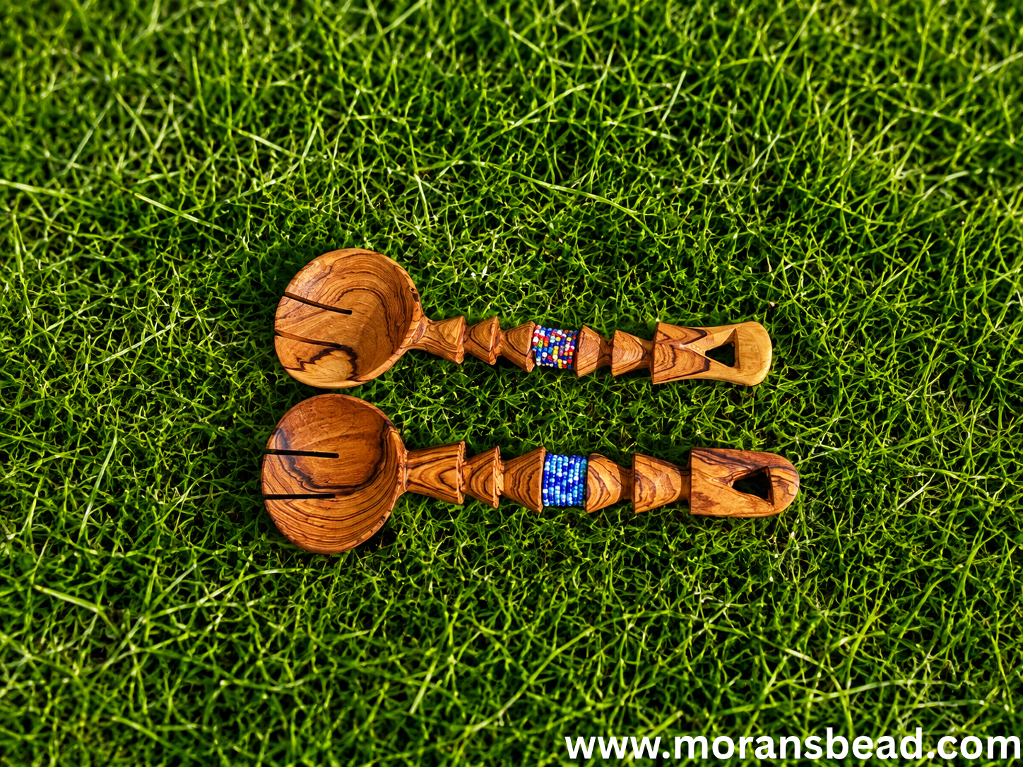Handcrafted Wooden Spoons with Maasai Beaded Handles